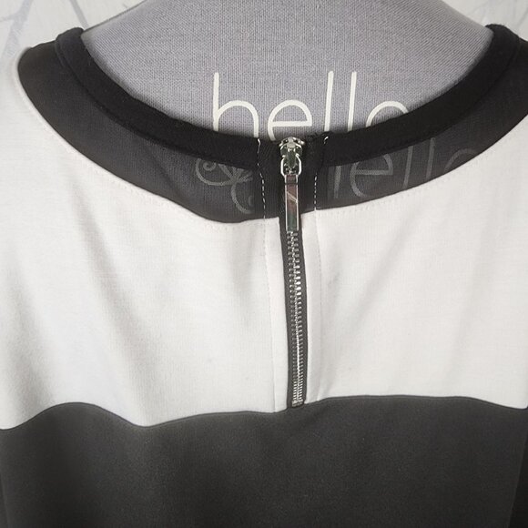 Lane Bryant White Black Stretch Knit Round Neck Blouse - Picture 4 of 6